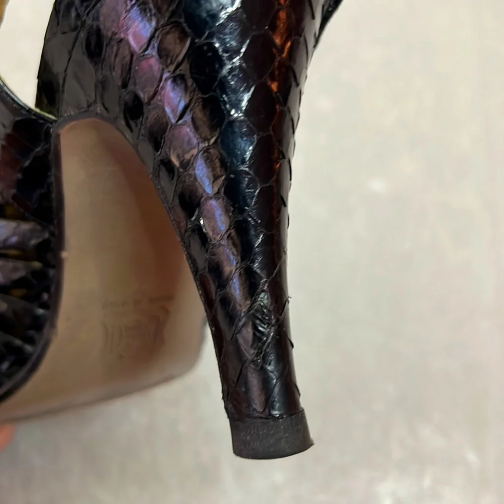 Valentino Snakeskin Black Ankle Strap Sandals - Picture 6 of 6